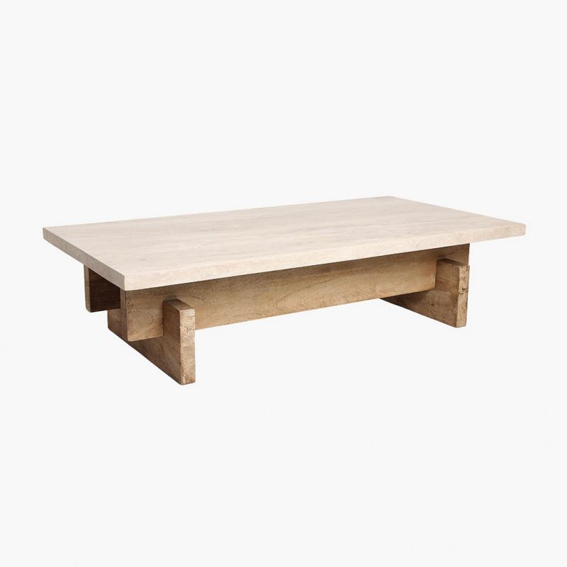 Travertin - Wood coffee table