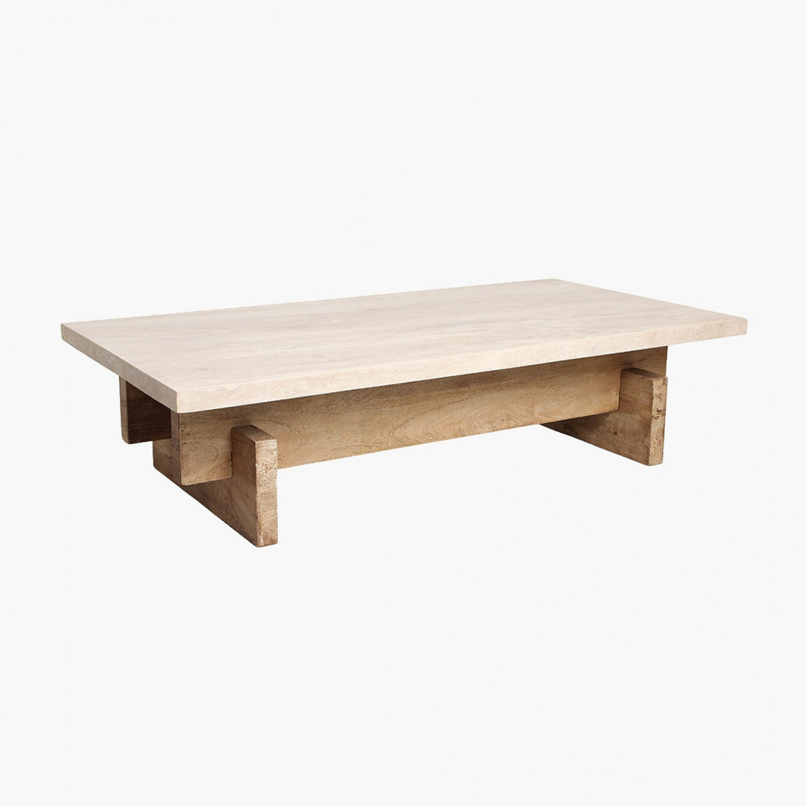 Travertin - Wood coffee table