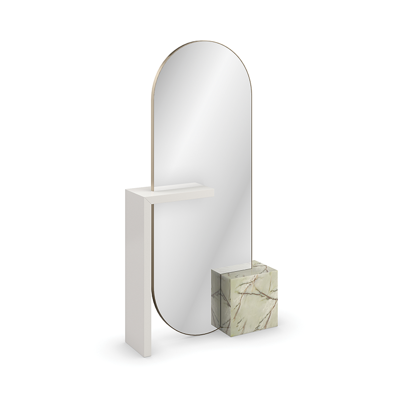 Monaco standing floor mirror with shelves