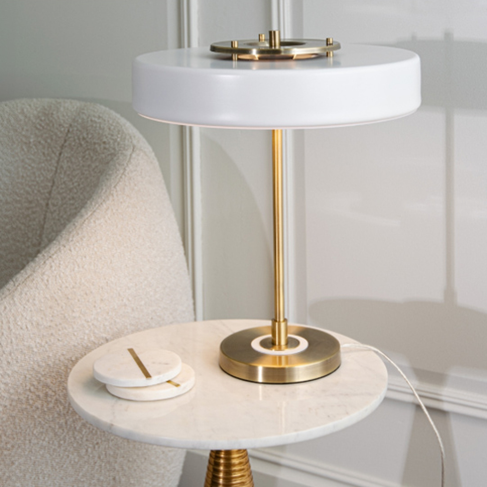 Tarbet white table lamp