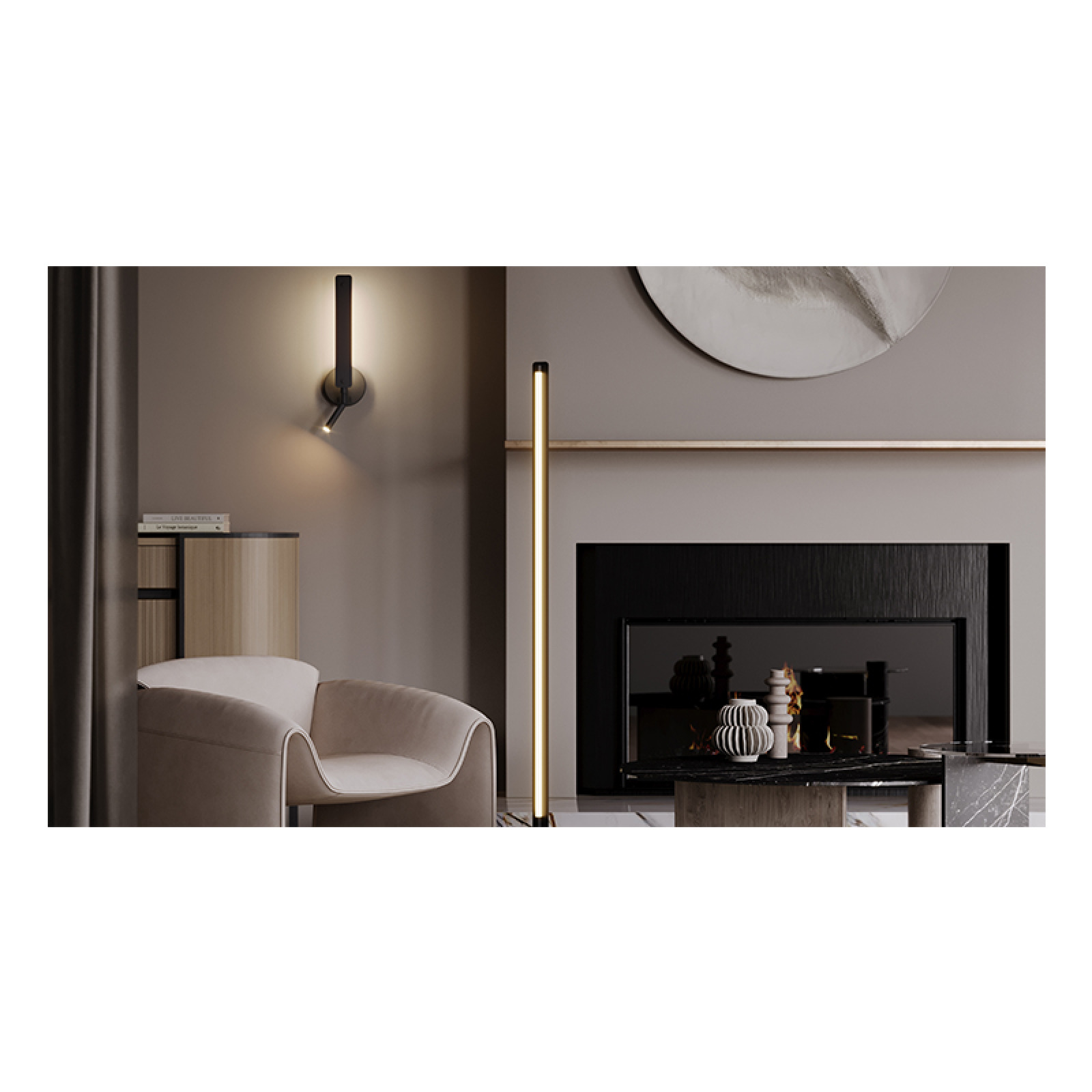 Combo black wall lamp