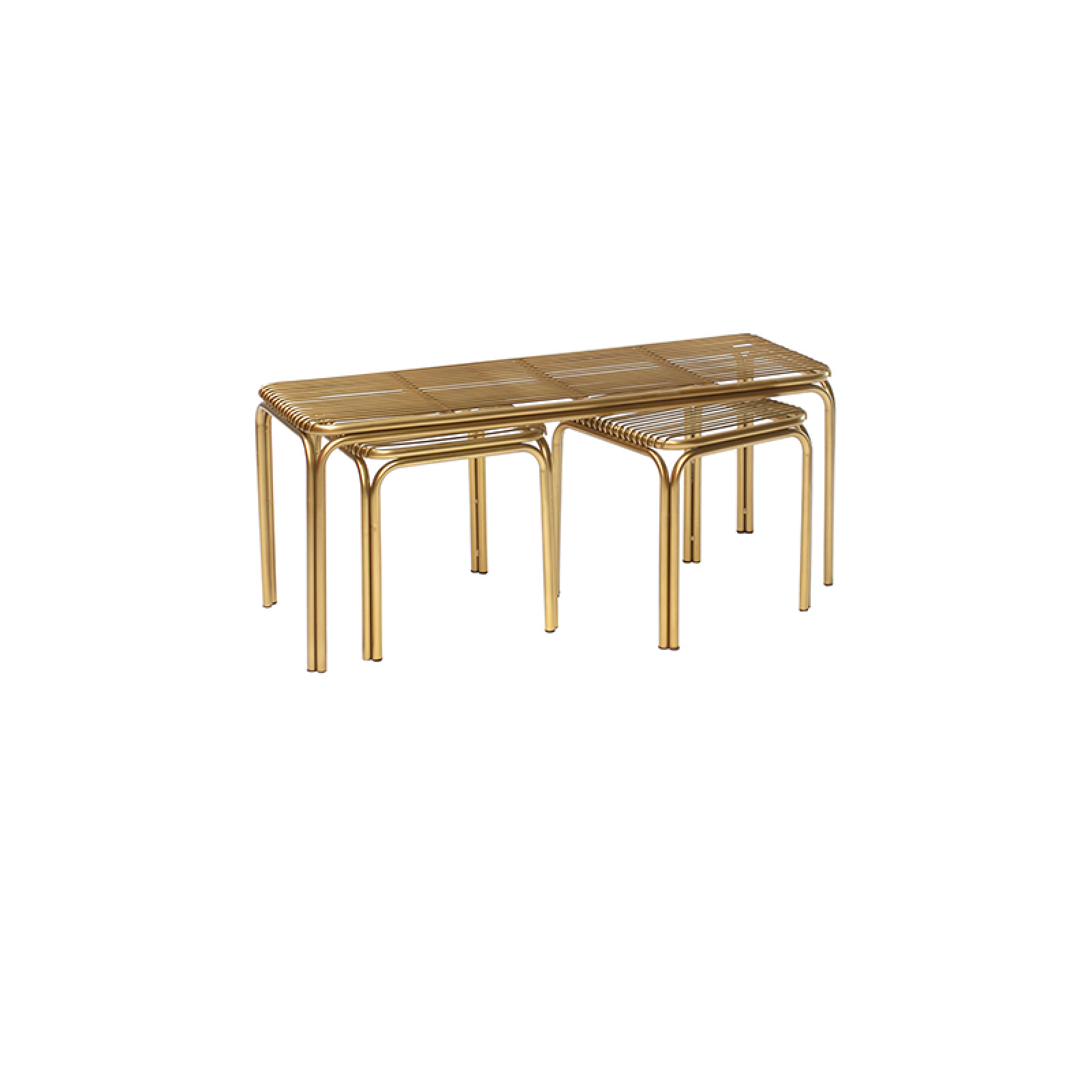 Cay golden iron bench set with stools