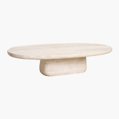 Travertine oval coffee table