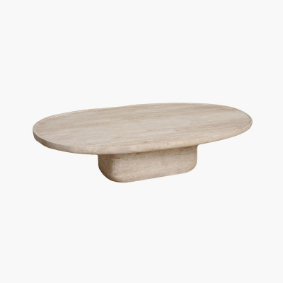 Travertine oval coffee table