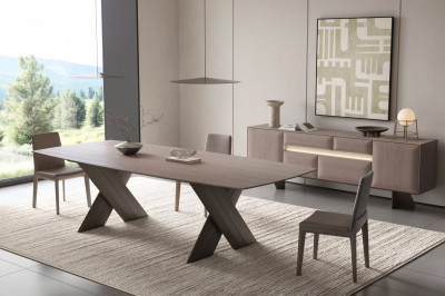 Cross wooden dining table