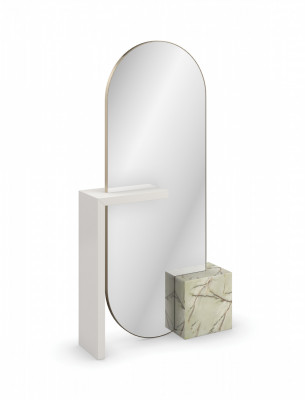 Monaco standing floor mirror with shelves