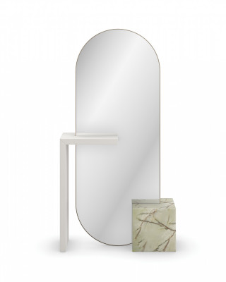 Monaco standing floor mirror with shelves