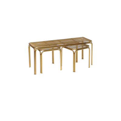 Cay golden iron bench set with stools