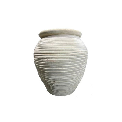 Bain beige ribbed plant pot