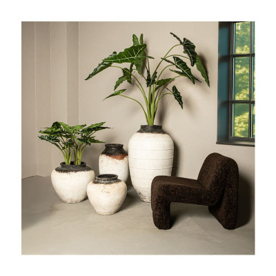 Jinsu white GRC ceramic plant pot 