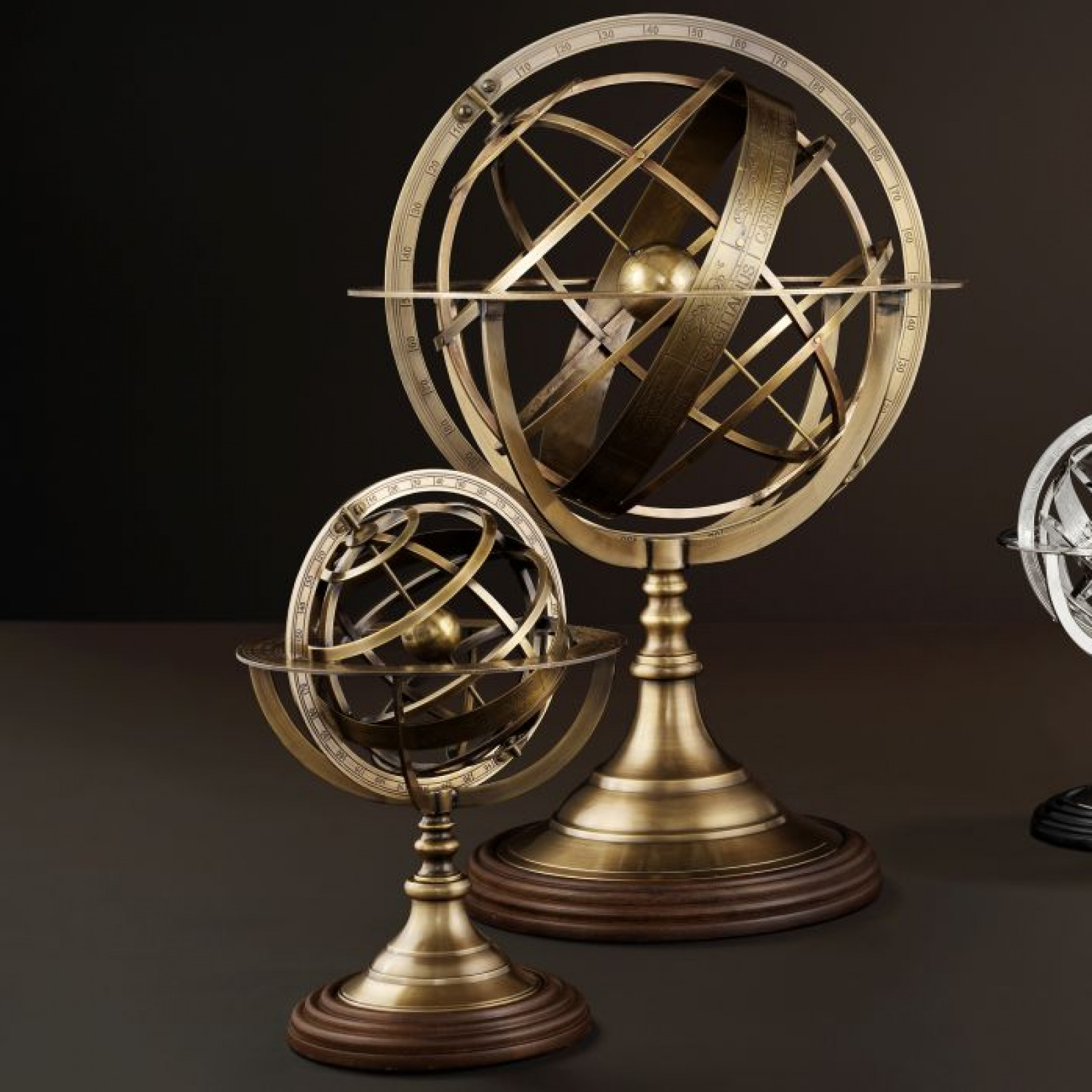 Antique brass globe decor