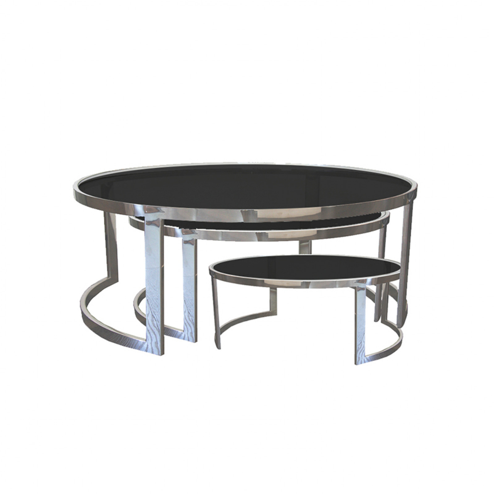 Round coffeetable with black glass top
