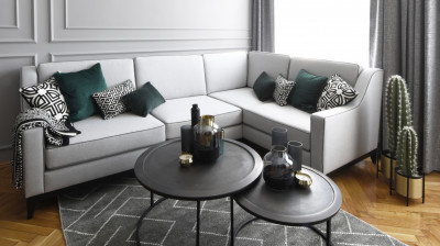 Macy corner sofa with black edges