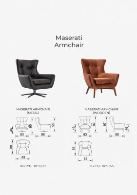 Maserati armchair, wooden leg