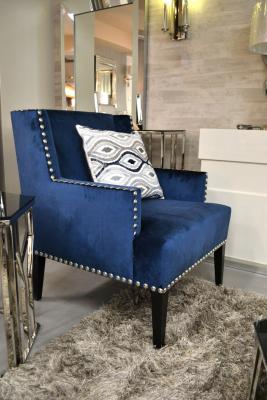Michelle blue velvet armchair