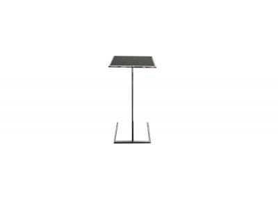 Chrome side table with black glass top
